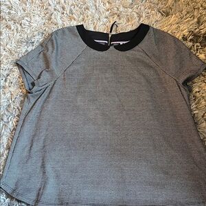 Elle Black and White Houndstooth Blouse